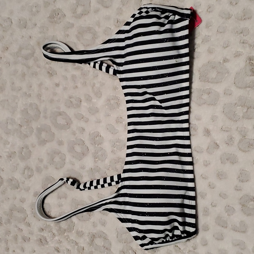 Black and White Stripe Bikini Top